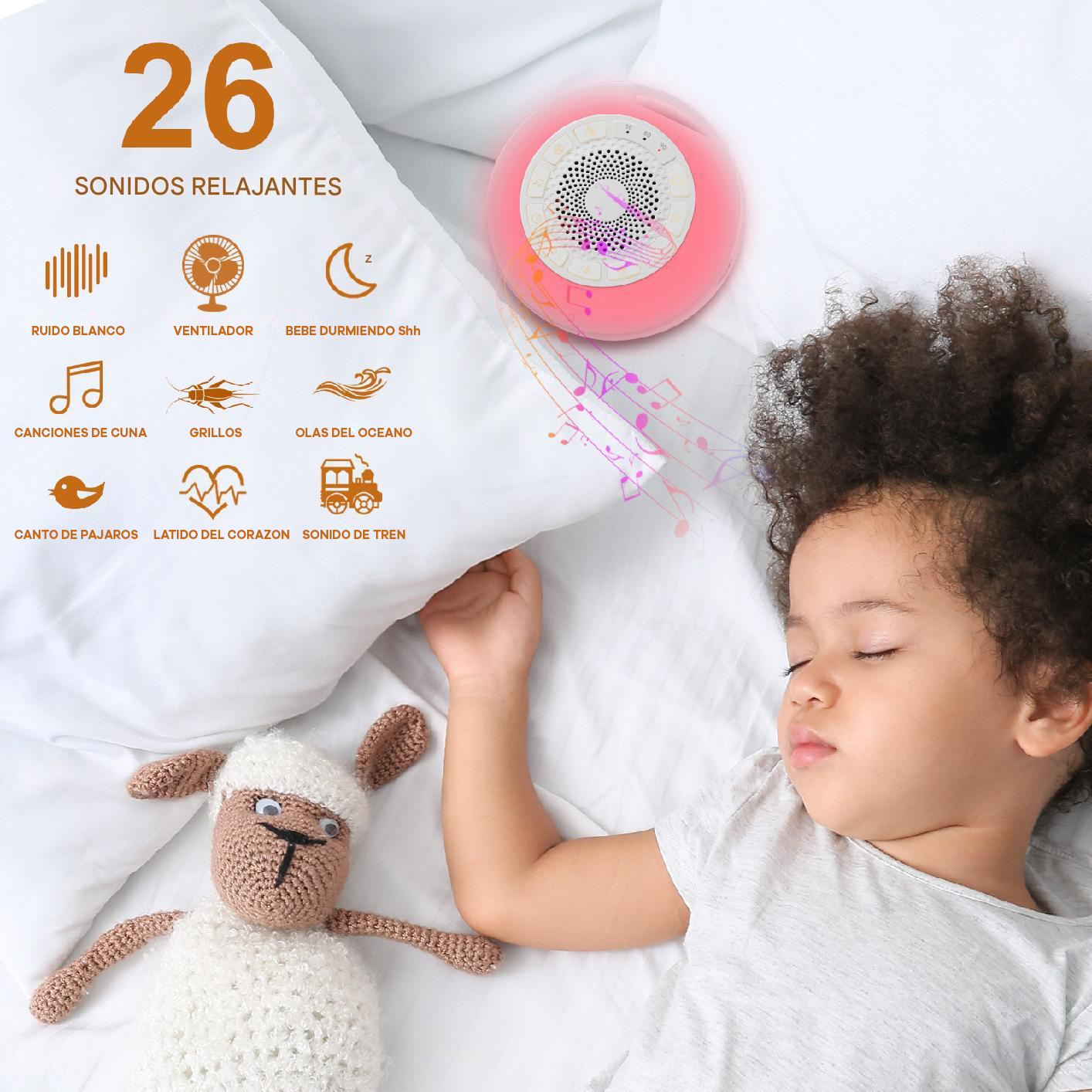 MAQUINA PORTATIL DE RUIDO BLANCO LUMI 26 SONIDOS