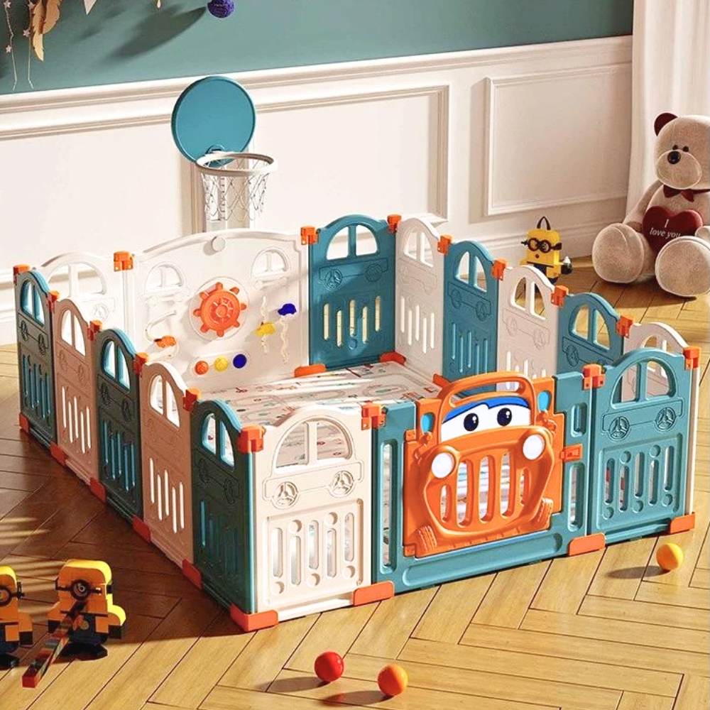 CORRAL PARA BEBES Y NIÑOS PLEGABLE CARS+ ALFOMBRA DE REGALO