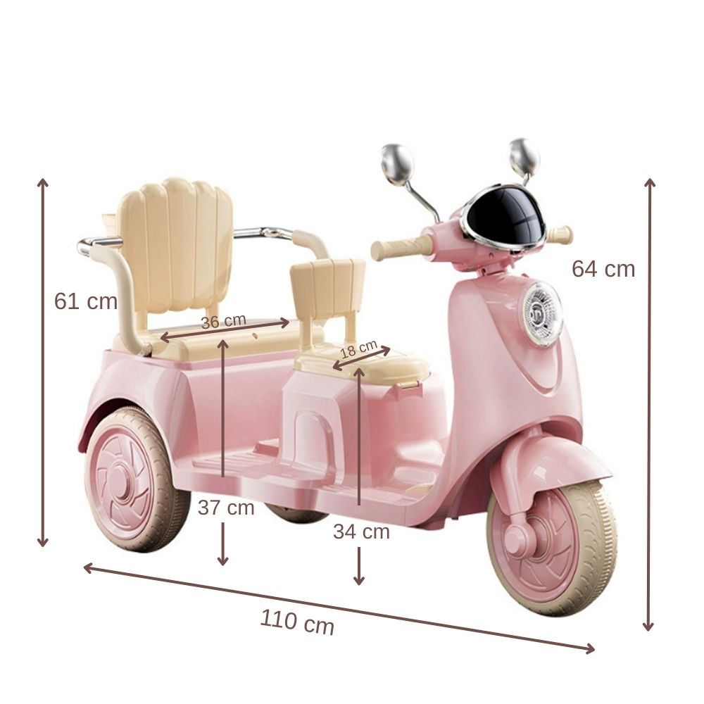MOTO ELECTRICA PARA NIÑO TRIMOTO 02 ASIENTOS