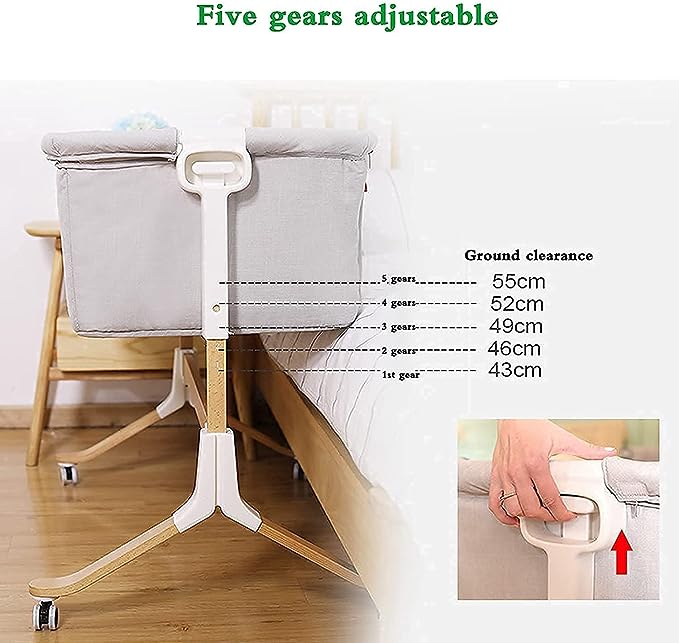 Cuna colecho DELUXE con 5 niveles de altura elegante