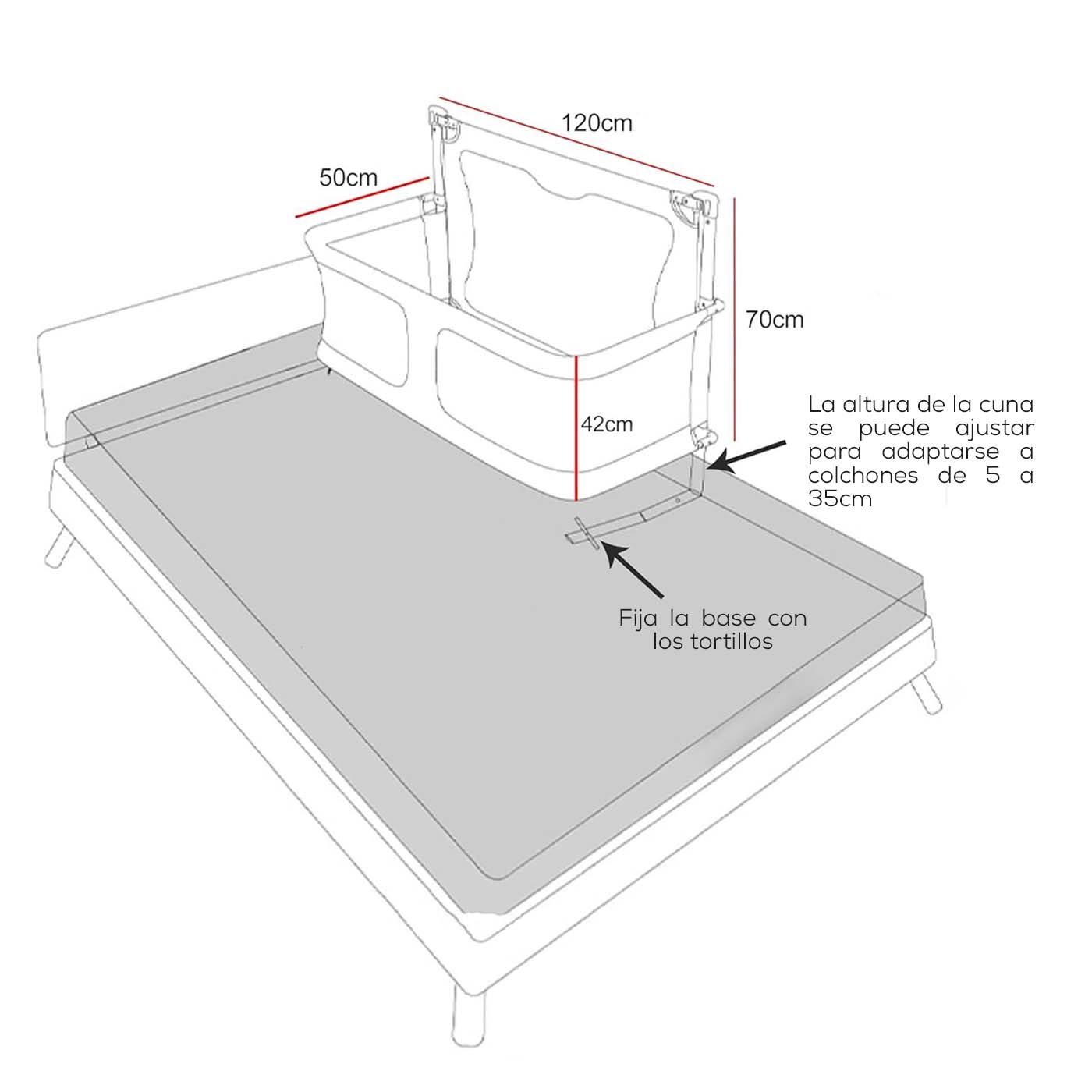 BARANDA CUNA COLECHO PLEGABLE PARA BEBES 3 EN 1