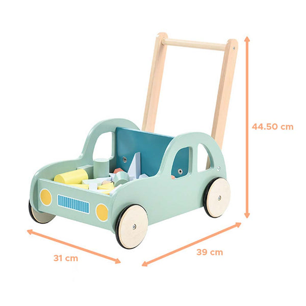 ANDADOR DE MADERA CON BLOQUES PARA BEBES DE CARRITO
