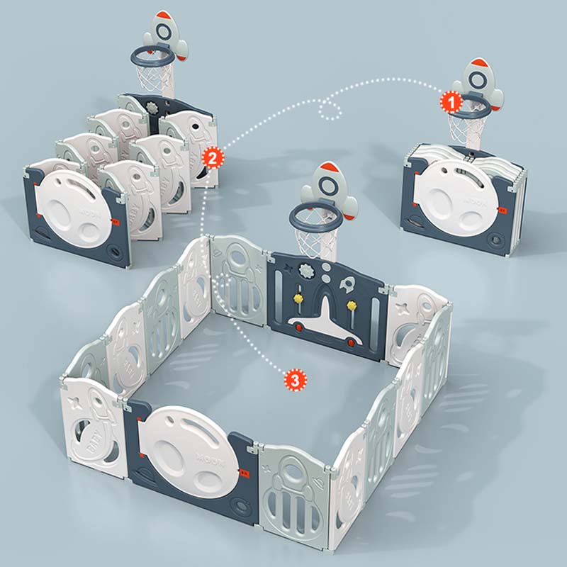 CORRAL PARA BEBES Y NIÑOS PLEGABLE DE SPACE + ALFOMBRA DE REGALO