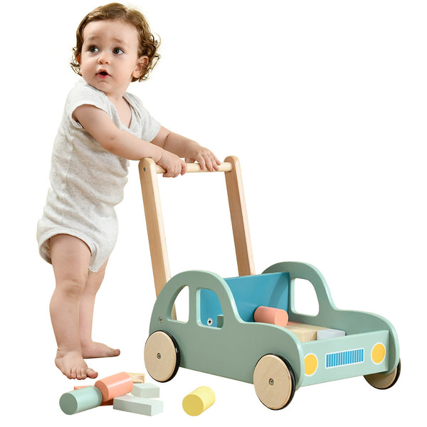 ANDADOR DE MADERA CON BLOQUES PARA BEBES DE CARRITO