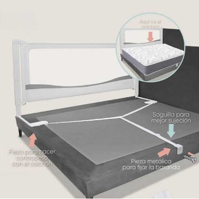 Baranda de seguridad para cama bebes y niños PREMIUM