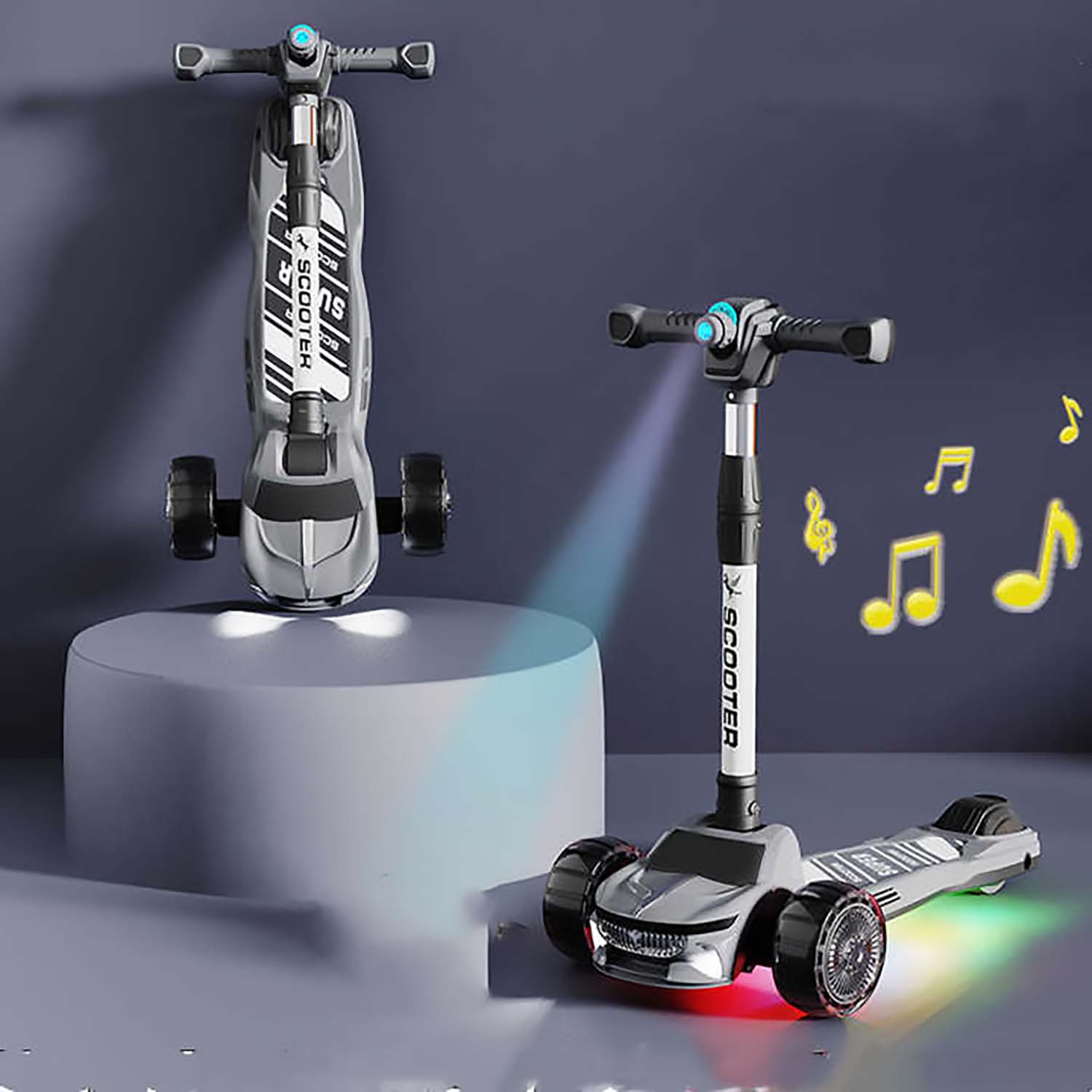 SCOOTER PLEGABLE PARA NIÑOS CON LUCES Y MUSICA