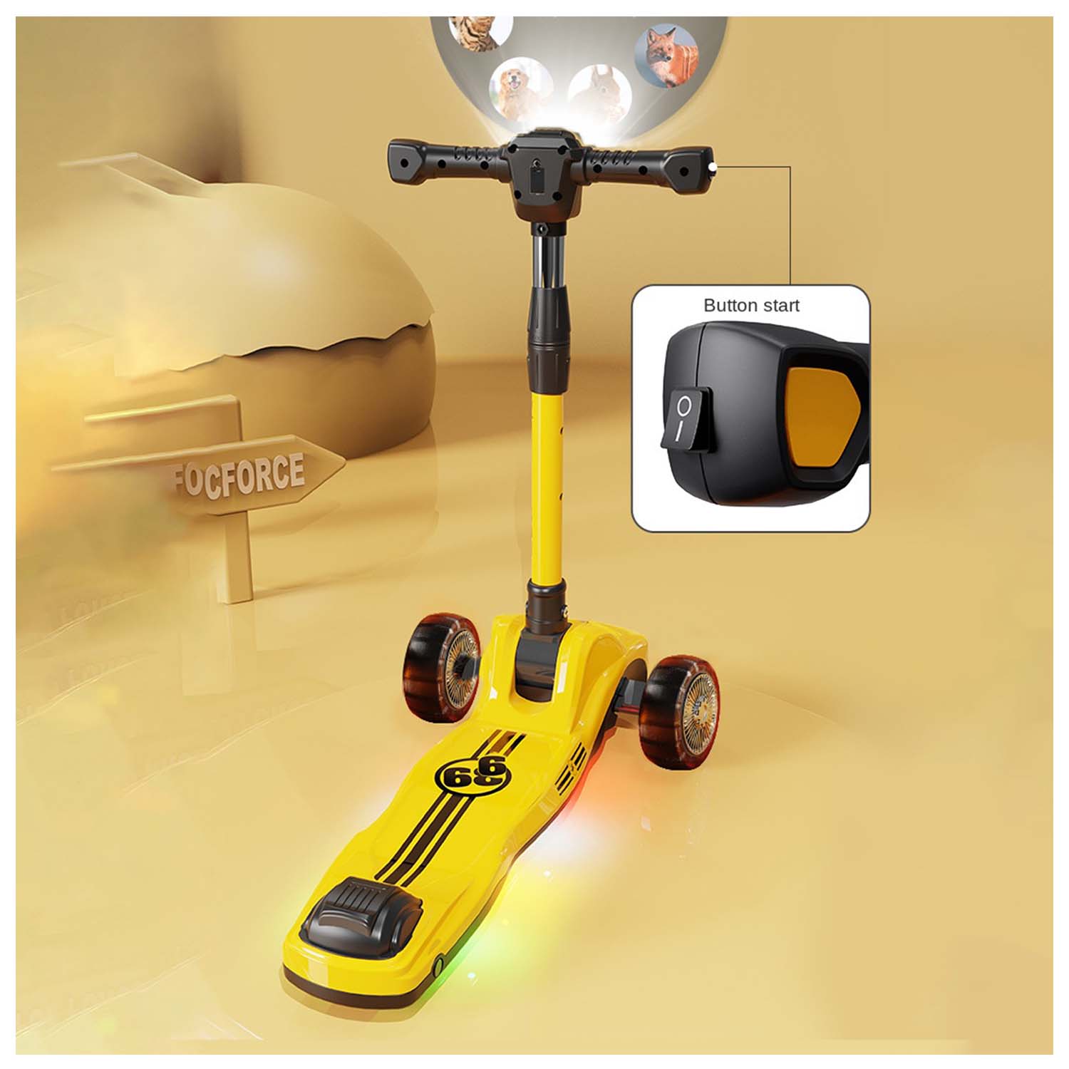 SCOOTER PLEGABLE PARA NIÑOS CON LUCES Y MUSICA