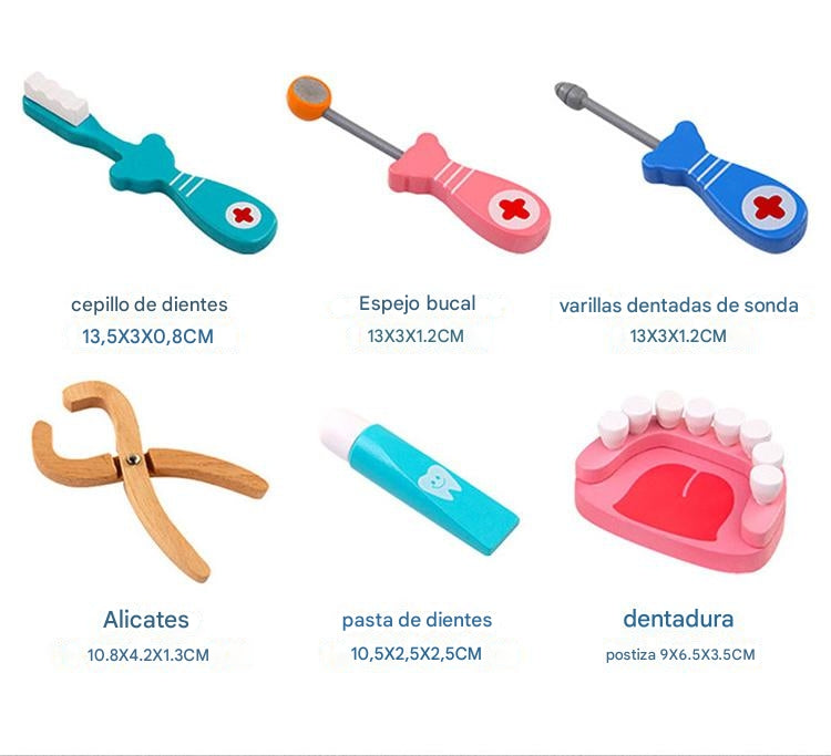 SET DE DENTISTA DE MADERA PARA NIÑOS MONTESSORI