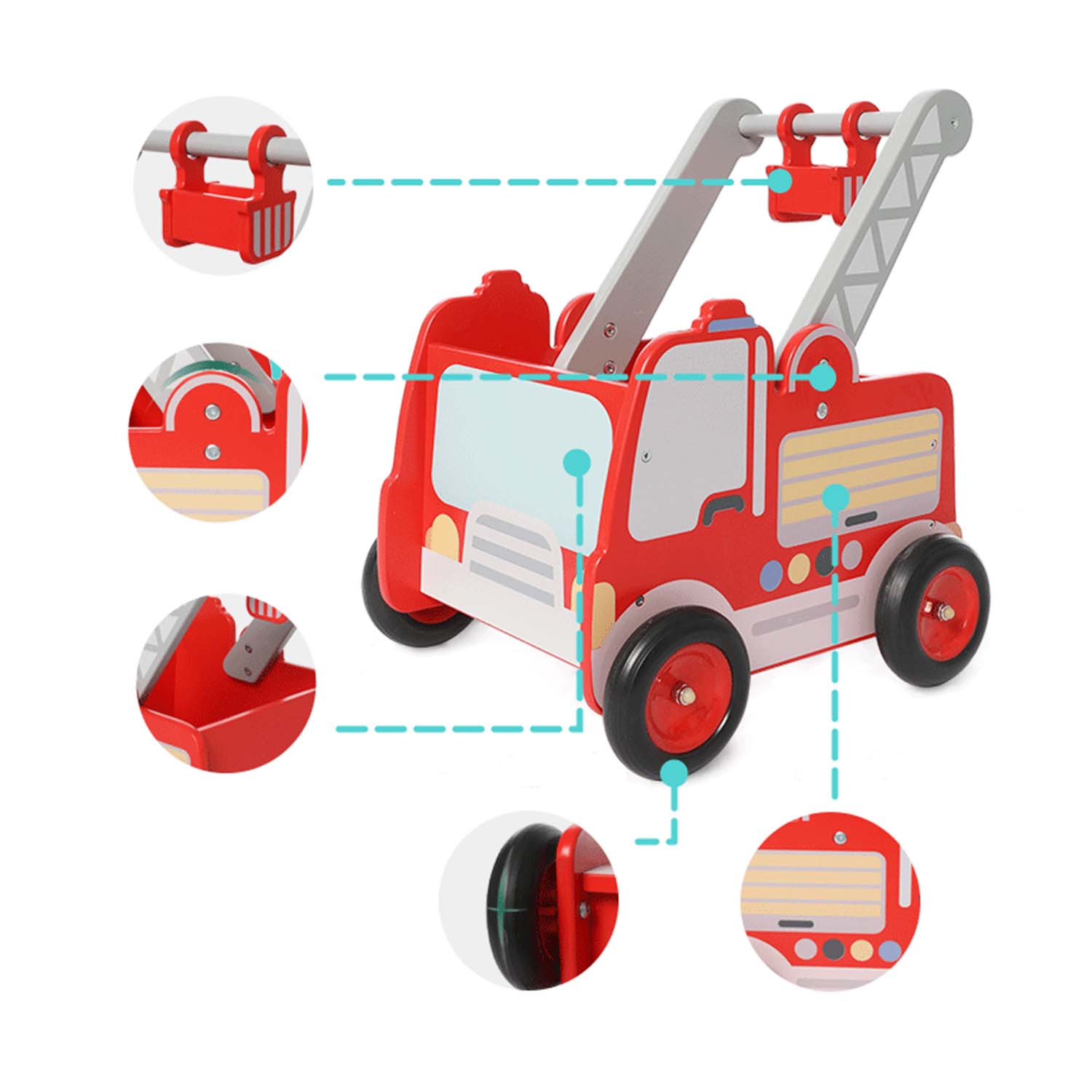 ANDADOR DE BOMBEROS DE MADERA PARA NIÑOS