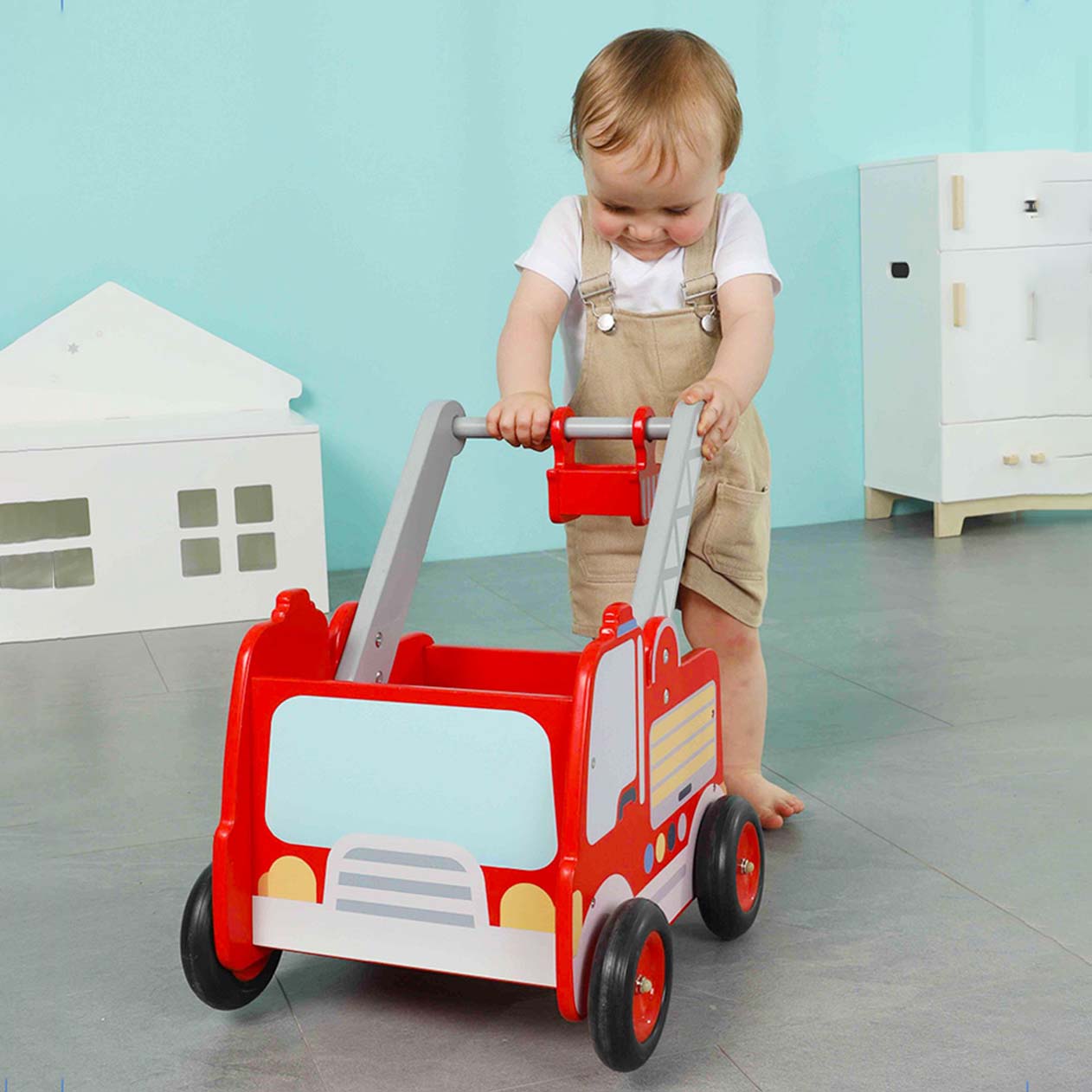 ANDADOR DE BOMBEROS DE MADERA PARA NIÑOS