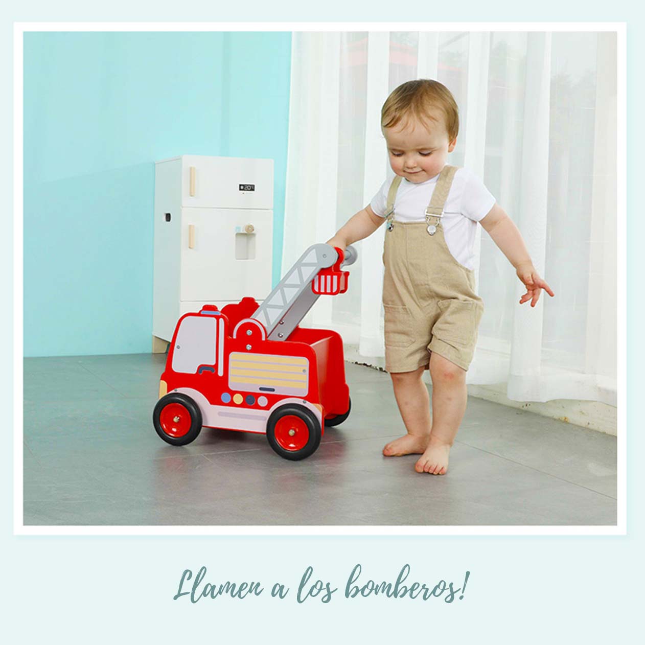 ANDADOR DE BOMBEROS DE MADERA PARA NIÑOS