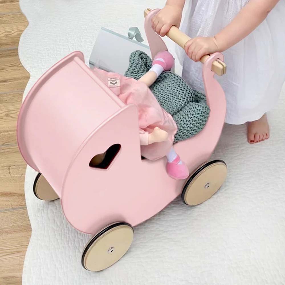 COCHECITO CORAZON DE MADERA PARA NIÑAS