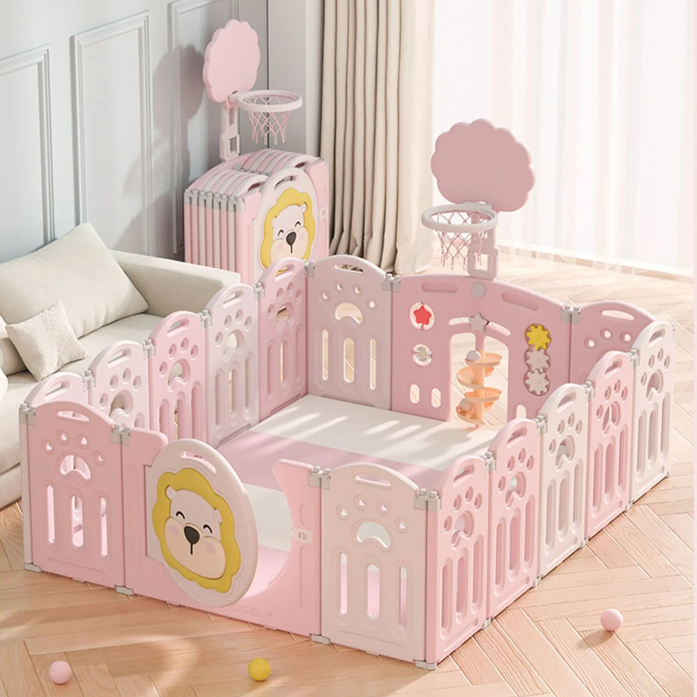CORRAL PARA BEBES Y NIÑOS PLEGABLE DE LEON ROSADO