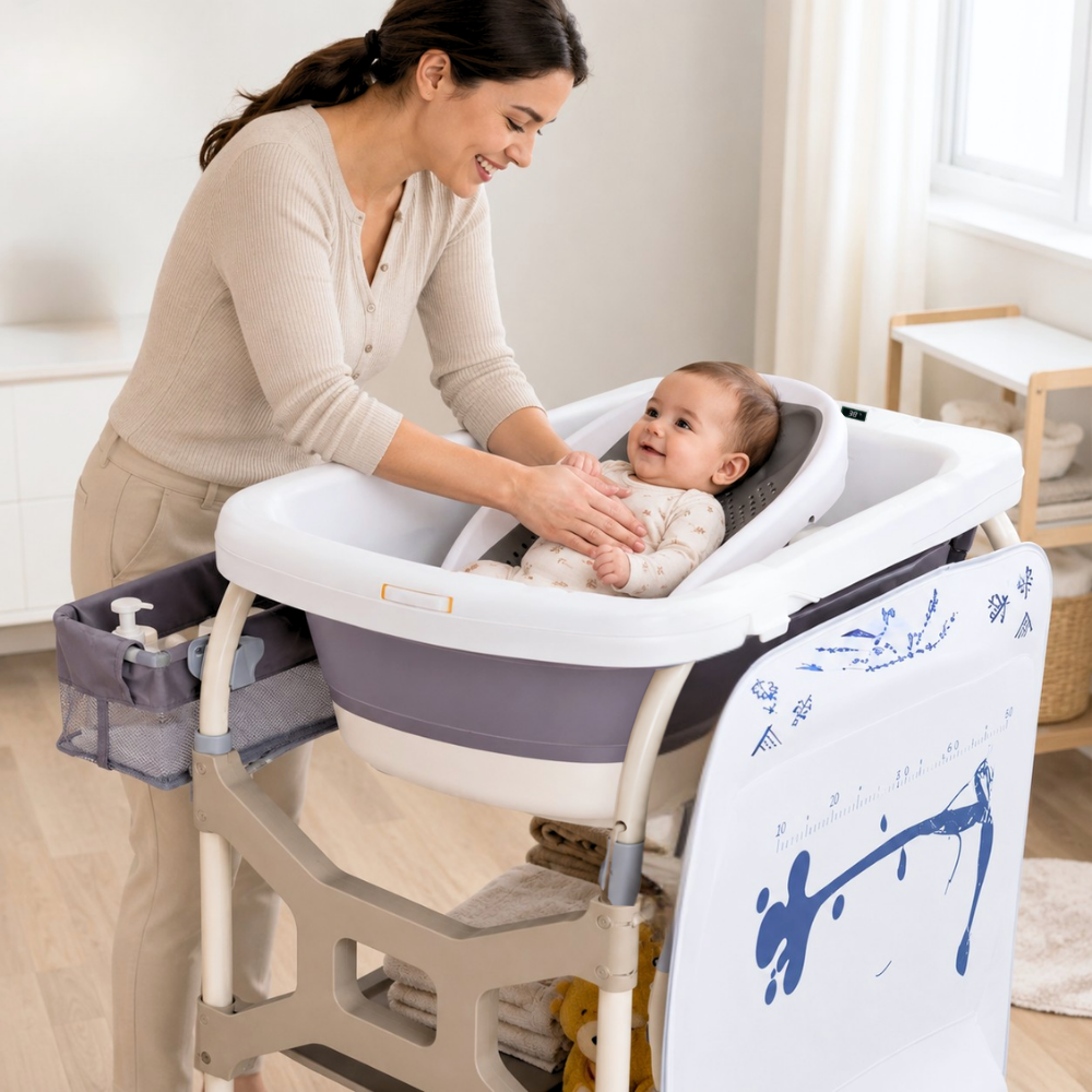 PACK BAÑERA CAMBIADOR VIENA + COJIN ASIENTO PARA BAÑO DE BEBÉ