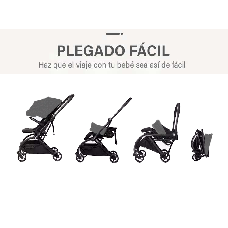 Coche London plegable rotación de 360º PREMIUM Gris