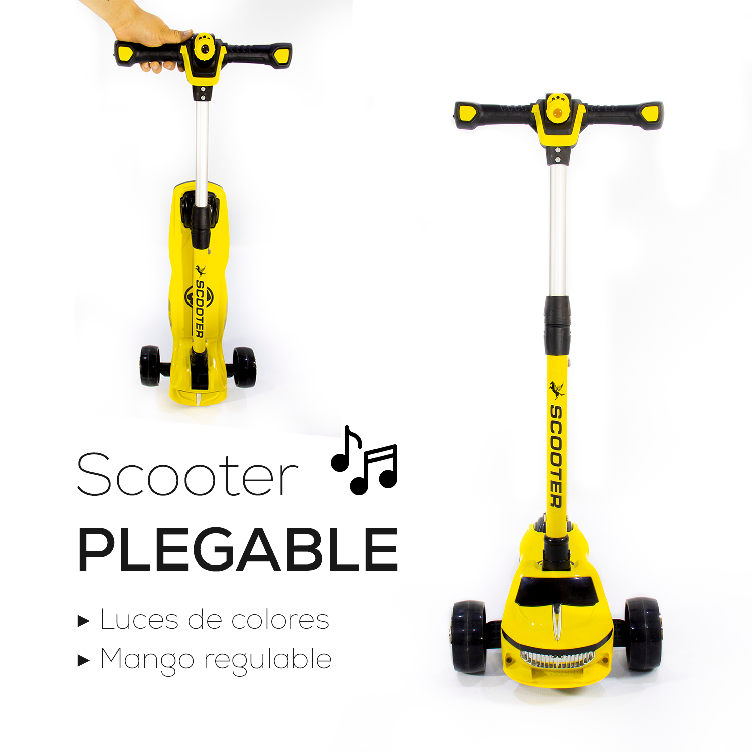 SCOOTER PLEGABLE PARA NIÑOS CON LUCES Y MUSICA