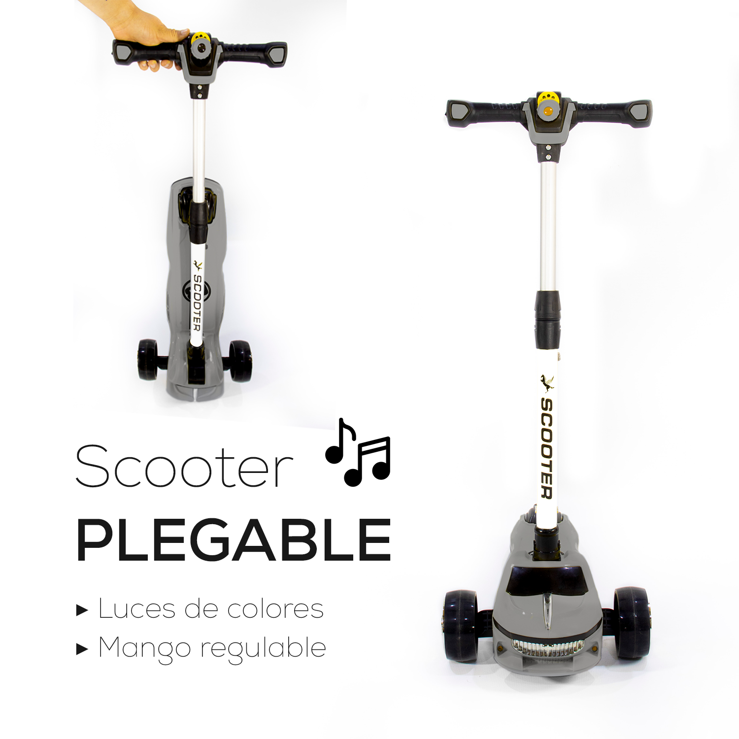 SCOOTER PLEGABLE PARA NIÑOS CON LUCES Y MUSICA