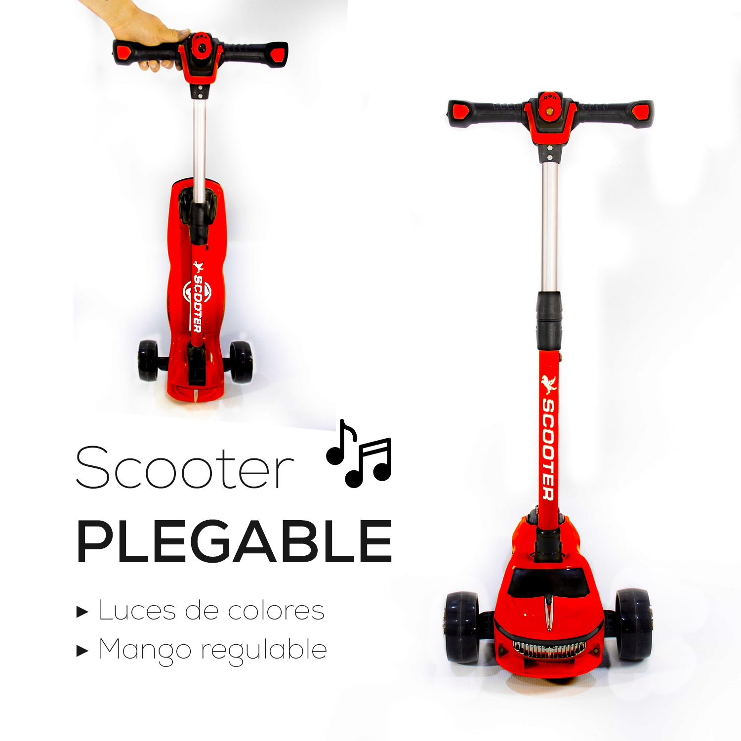 SCOOTER PLEGABLE PARA NIÑOS CON LUCES Y MUSICA