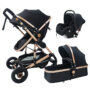 COCHE VERONA MOISES DE LUJO 3 en 1 con Sistema Travel - Negro